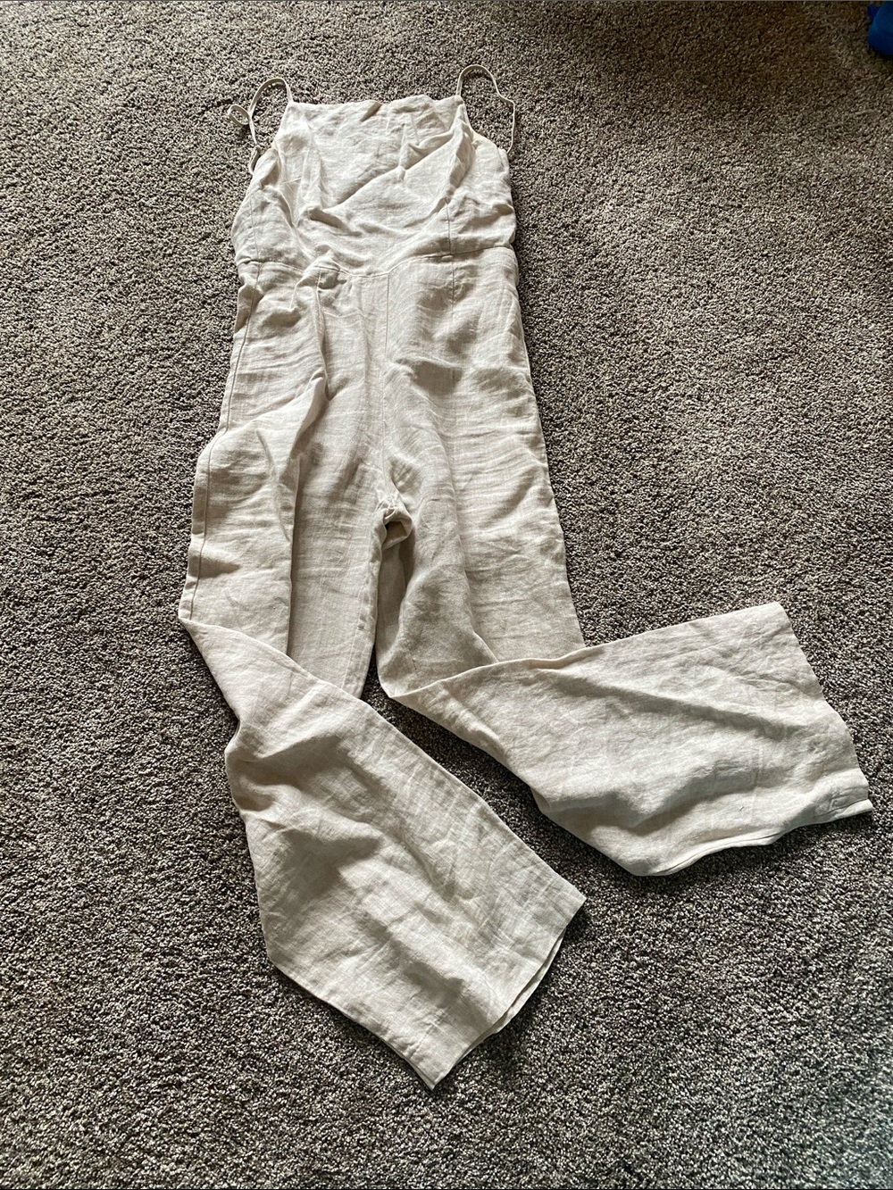 Women's Linen Cream Wide-Leg Jumpsuit
